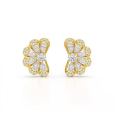 0.95 CT Flower Shape Stud Earring with Pear & Round cut Lab Diamonds