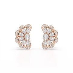 0.95 CT Flower Shape Stud Earring with Pear & Round cut Lab Diamonds