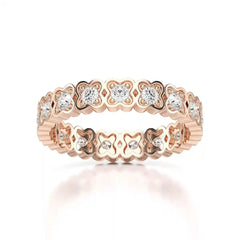 0.65 CT Flower Shape Eternity Ring with Round Cut Lab Diamonds