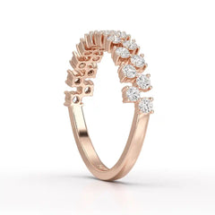 0.7 CT Half Eternity Ring with Two Layer Round Cut Lab Diamonds