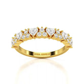 0.8 CT Half Eternity Ring with Round and Heart Cut Lab Diamonds