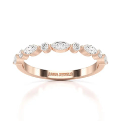 0.45 CT Half Eternity Ring with Marquise & Round Cut Lab Diamonds