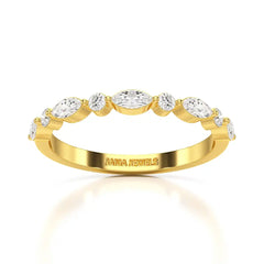 0.45 CT Half Eternity Ring with Marquise & Round Cut Lab Diamonds