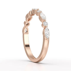 0.45 CT Half Eternity Ring with Marquise & Round Cut Lab Diamonds