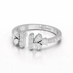 0.5 CT Lab Diamond Open Ring with Pear and Round Cut Diamonds