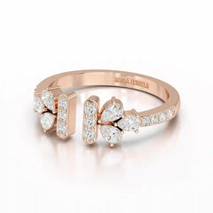 0.5 CT Lab Diamond Open Ring with Pear and Round Cut Diamonds