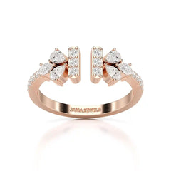 0.5 CT Lab Diamond Open Ring with Pear and Round Cut Diamonds