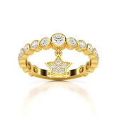 0.70 CT Round Cut Lab Diamond Ring with a Dangling Star