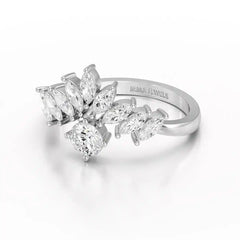 0.95 CT Cluster Ring with Marquise & Round Cut Lab Diamonds
