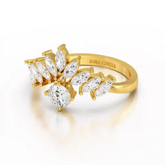 0.95 CT Cluster Ring with Marquise & Round Cut Lab Diamonds