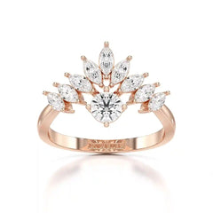 0.95 CT Cluster Ring with Marquise & Round Cut Lab Diamonds