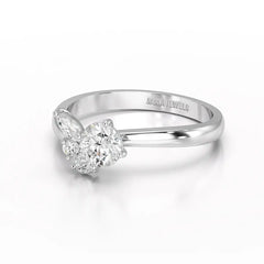0.65 CT Marquise & Round Cut Lab Diamond Cluster Ring