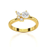 0.65 CT Marquise & Round Cut Lab Diamond Cluster Ring
