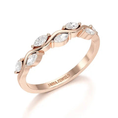 0.35 CT Twisted Ring with Marquise Cut Lab Diamonds