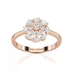 0.35 CT Cluster Ring with Pear and Round Cut Lab Diamonds