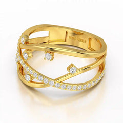 0.30 CT Round Cut Lab Diamond Crossover Ring