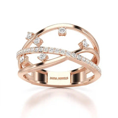 0.30 CT Round Cut Lab Diamond Crossover Ring