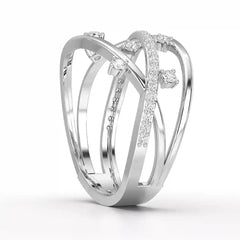 0.30 CT Round Cut Lab Diamond Crossover Ring