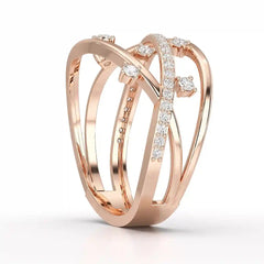 0.30 CT Round Cut Lab Diamond Crossover Ring