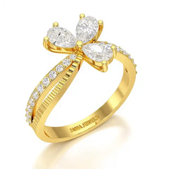 0.95 CT Pear & Round Cut Lab Diamond Split Ring