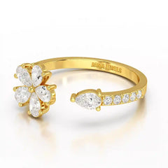 0.65 CT Open Ring with Pear & Round Cut Lab Diamonds