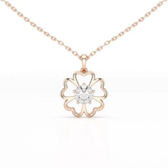 0.65 CT Heart Shape Pave Setting Chain Pendant With Round Cut Lab Diamonds