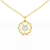 0.65 CT Heart Shape Pave Setting Chain Pendant With Round Cut Lab Diamonds