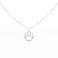 0.65 CT Heart Shape Pave Setting Chain Pendant With Round Cut Lab Diamonds