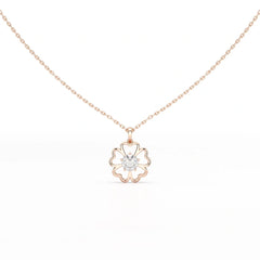 0.65 CT Heart Shape Pave Setting Chain Pendant With Round Cut Lab Diamonds