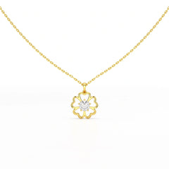 0.65 CT Heart Shape Pave Setting Chain Pendant With Round Cut Lab Diamonds