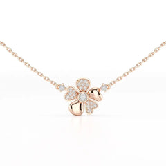 0.20 CT Flower Shape Lab Diamond Chain Pendant with Round Diamonds