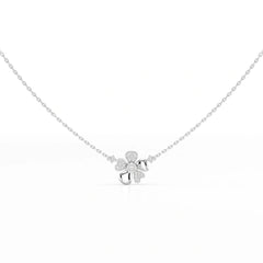 0.20 CT Flower Shape Lab Diamond Chain Pendant with Round Diamonds