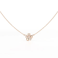0.20 CT Flower Shape Lab Diamond Chain Pendant with Round Diamonds
