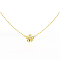 0.20 CT Flower Shape Lab Diamond Chain Pendant with Round Diamonds