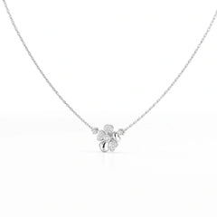 0.20 CT Flower Shape Lab Diamond Chain Pendant with Round Diamonds