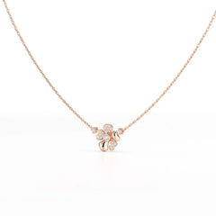 0.20 CT Flower Shape Lab Diamond Chain Pendant with Round Diamonds