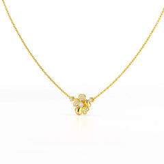 0.20 CT Flower Shape Lab Diamond Chain Pendant with Round Diamonds