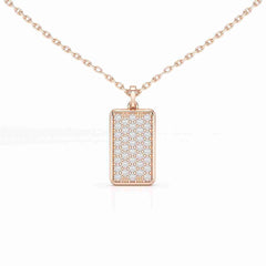 0.50 CT Lab Diamond Rectangular Chain Pendant with Round Diamonds