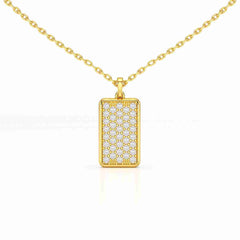 0.50 CT Lab Diamond Rectangular Chain Pendant with Round Diamonds