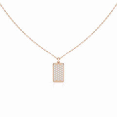 0.50 CT Lab Diamond Rectangular Chain Pendant with Round Diamonds