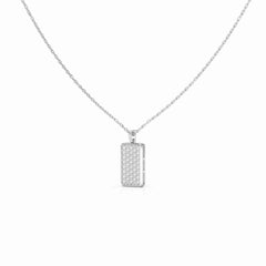 0.50 CT Lab Diamond Rectangular Chain Pendant with Round Diamonds
