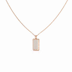 0.50 CT Lab Diamond Rectangular Chain Pendant with Round Diamonds