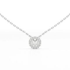 0.60 CT Round Cut Halo Lab Diamond Chain Pendant