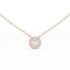 0.60 CT Round Cut Halo Lab Diamond Chain Pendant