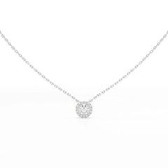 0.60 CT Round Cut Halo Lab Diamond Chain Pendant