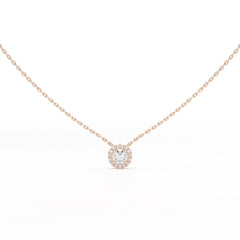 0.60 CT Round Cut Halo Lab Diamond Chain Pendant