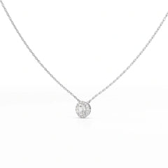 0.60 CT Round Cut Halo Lab Diamond Chain Pendant