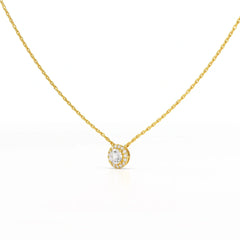 0.60 CT Round Cut Halo Lab Diamond Chain Pendant