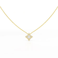 0.70 CT Princess Cut Halo Chain Pendant with Round Diamonds