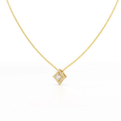 0.70 CT Princess Cut Halo Chain Pendant with Round Diamonds